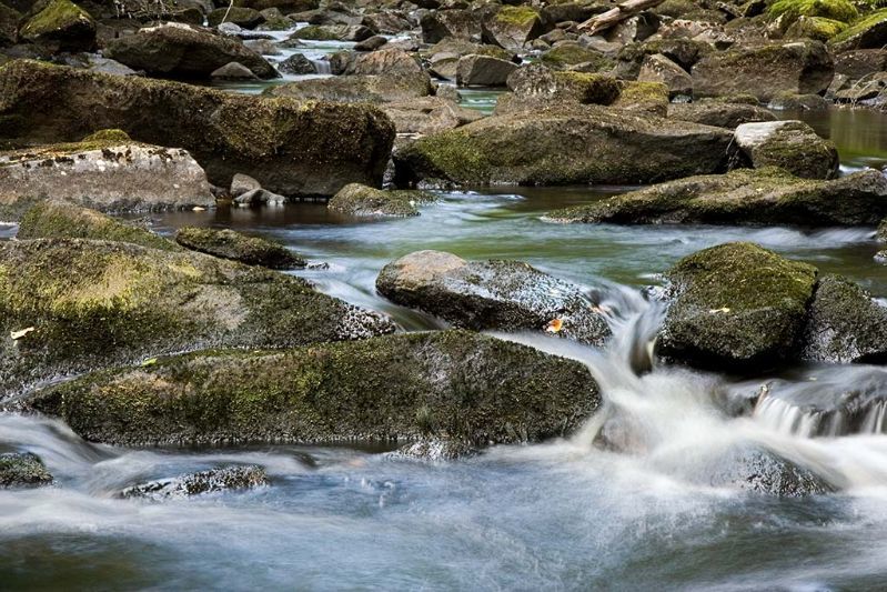 Photo of small stream taken with long exposure time.